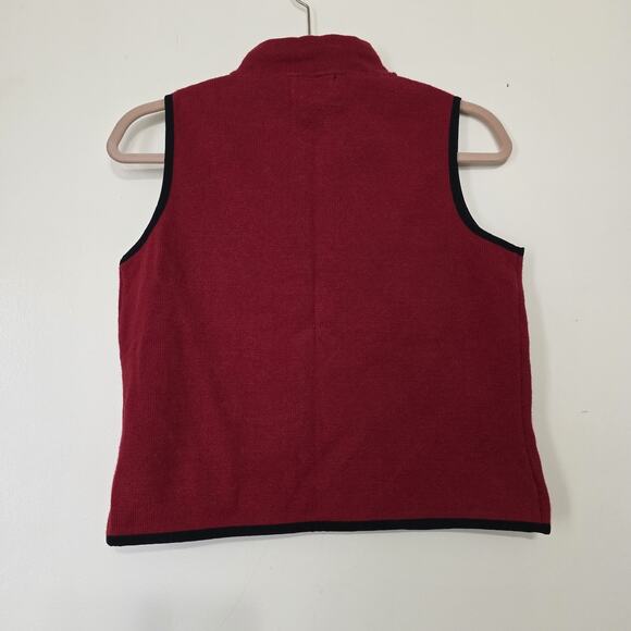 Vtg Woolrich Christmas Sweater Women S Red Patchwork Full Zip Vest Holiday Cotta - Picture 4 of 8